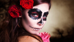 Woman in La Catrina costume, Day of the Dead tradition